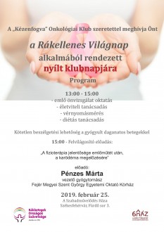 Kézenfogva nyílt klubnap lesz a rákellenes világnapon